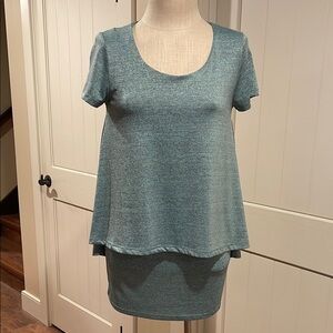 NWT Heather Teal Flowy Top Over Dress Atlantis Size Small